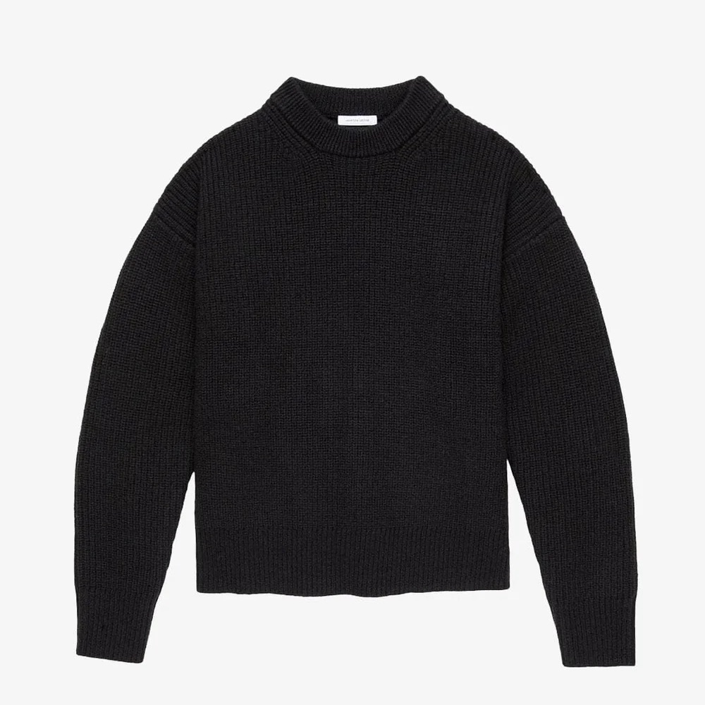 Janessa Leone Black Genevieve Crewneck Sweater, M